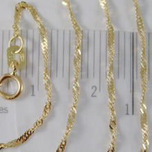 Load image into Gallery viewer, 18K YELLOW GOLD MINI SINGAPORE BRAID ROPE CHAIN 16 INCHES 1.2 MM MADE IN ITALY.
