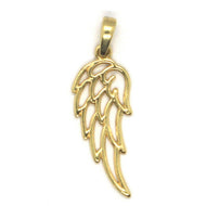 SOLID 18K YELLOW GOLD PENDANT MEDAL, STYLIZED ANGEL WING, WINGS, MADE IN ITALY.