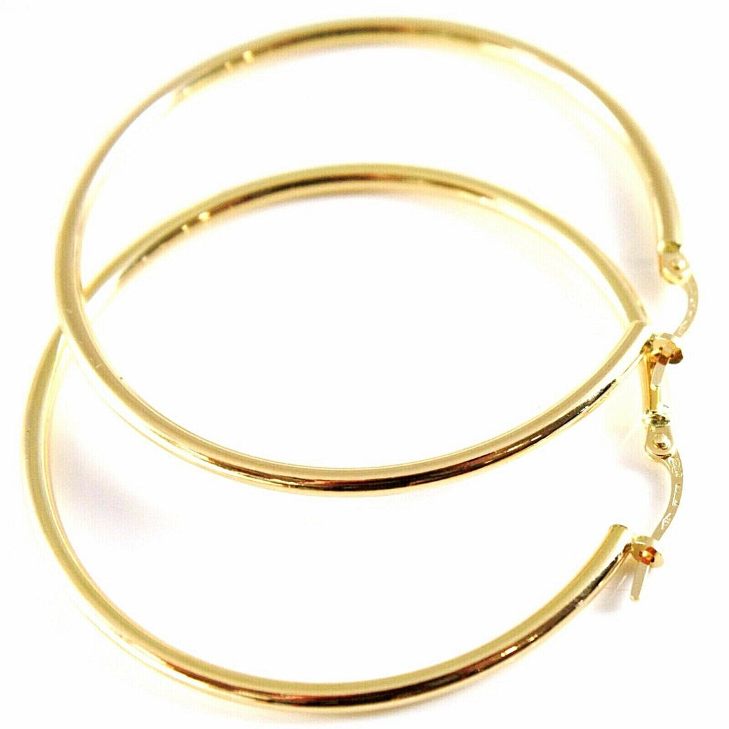18K YELLOW GOLD ROUND CIRCLE EARRINGS DIAMETER 40 MM, WIDTH 2 MM, MADE IN ITALY.