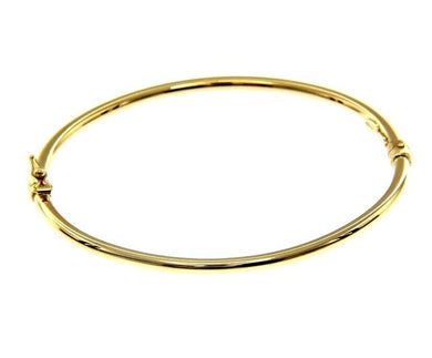 18K YELLOW GOLD BRACELET RIGID BANGLE, 2.8mm ROUNDED TUBE SMOOTH, SAFETY CLOSURE.