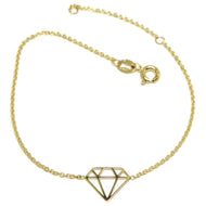 18K YELLOW GOLD ROLO MINI BRACELET, 7.3 INCHES, OPENWORK FLAT DIAMOND ITALY MADE.
