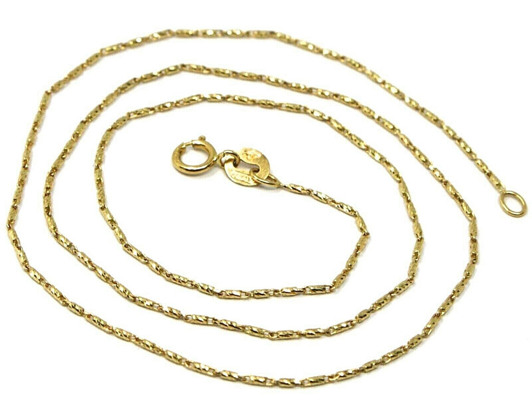 SOLID 18K YELLOW GOLD FINELY WORKED TUBE CHAIN 16 INCHES, 1 MM, MADE IN ITALY.