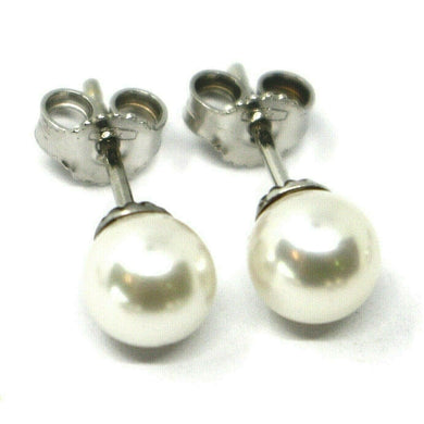 SOLID 18K WHITE GOLD STUDS EARRINGS, SALTWATER AKOYA PEARLS, DIAMETER 6.5/7 MM.