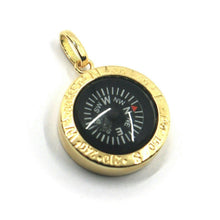 Load image into Gallery viewer, 18k yellow gold working compass pendant, diameter 20mm, 0.8&quot;, made in italy.
