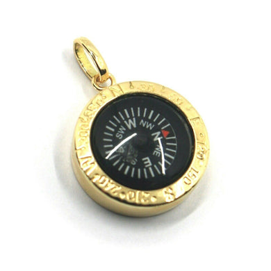 18k yellow gold working compass pendant, diameter 20mm, 0.8