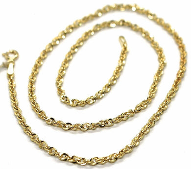 18K YELLOW GOLD ROPE CHAIN, 15.75 INCHES BRAIDED INFINITE FACETED ALTERNATE LINK.