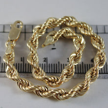 Load image into Gallery viewer, 18k yellow gold bracelet big 5 mm braid rope link, 7.50 inch long, made in Italy.
