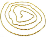 18K YELLOW GOLD CHAIN NECKLACE, BRAID ROPE LINK 31.5 INCHES, 80 CM MADE IN ITALY.