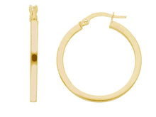 Load image into Gallery viewer, 18K YELLOW GOLD CIRCLE EARRINGS DIAMETER 20 MM WITH SQUARE TUBE, MADE IN ITALY.
