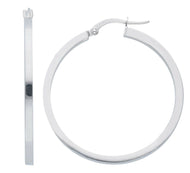 18k white gold circle earrings diameter 30 mm with square tube, made in Italy.