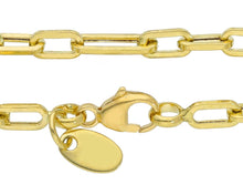 Cargar imagen en el visor de la galería, 18K YELLOW GOLD CHAIN NECKLACE SQUARED OVAL PAPER CLIP 3x6mm &amp; 3x10mm LINK, 18&quot;.
