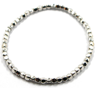 solid 18k white gold elastic bracelet, cubes diameter 3 mm 0.12