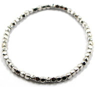 solid 18k white gold elastic bracelet, cubes diameter 3 mm 0.12