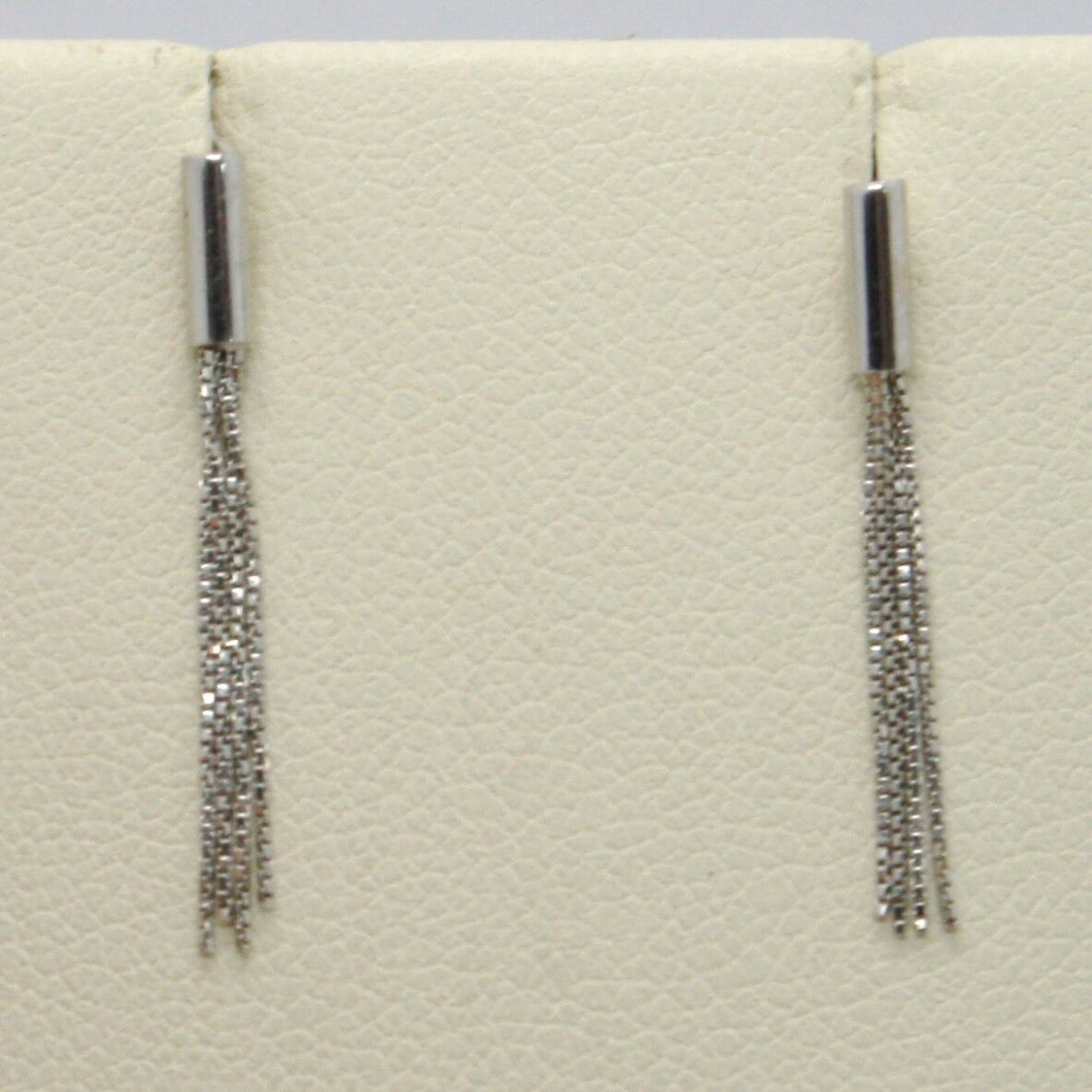 18k white gold pendant earrings with fringes, length 22 mm, made in Italy.