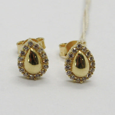 18K YELLOW GOLD EARRINGS, DROP WITH ZIRCONIA, LENGTH 9 MM.