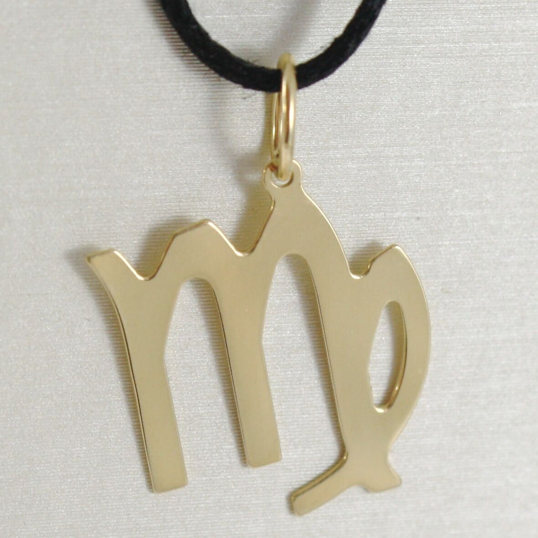 18k yellow gold zodiac sign pendant, zodiacal flat charm, virgo, made in Italy.