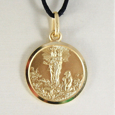solid 18k yellow gold Madonna Our Virgin Mary Lady of the Guard 15 mm round medal pendant very detailed.