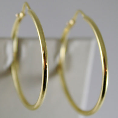 18K YELLOW GOLD EARRINGS CIRCLE HOOP 28 MM 1.10 INCHES DIAMETER MADE IN ITALY.