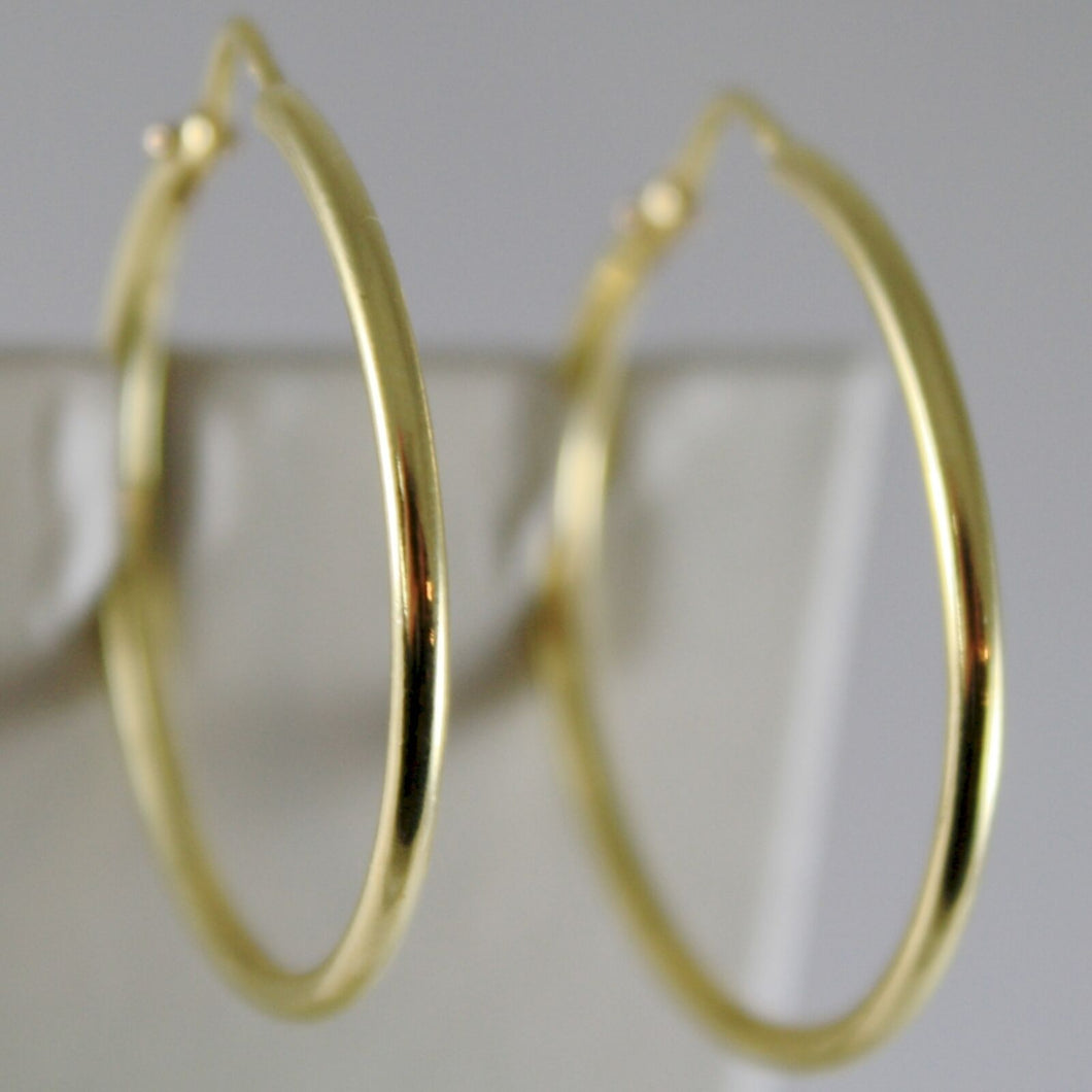 18K YELLOW GOLD EARRINGS CIRCLE HOOP 28 MM 1.10 INCHES DIAMETER MADE IN ITALY