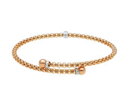 18k rose gold bypass bangle rigid basket popcorn tube bracelet 3mm, spheres.
