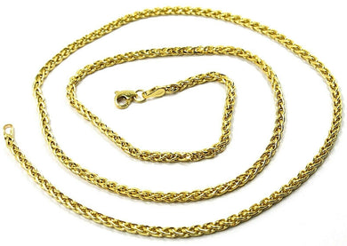 9K YELLOW GOLD CHAIN SPIGA EAR ROPE LINKS 2.5 MM THICKNESS, 24 INCHES, 60 CM.
