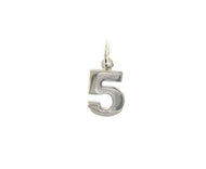 18k white gold number 5 five small pendant charm, 0.4