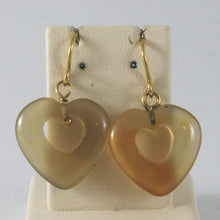 Load image into Gallery viewer, SOLID 18K YELLOW GOLD EARRINGS WITH HEARTS OF AGATE, MADE IN ITALY 18K.
