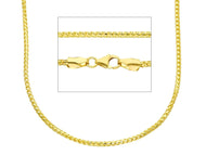 18K YELLOW GOLD CHAIN 1.8mm SQUARE FRANCO LINK, 16 INCHES, 40cm MADE IN ITALY.