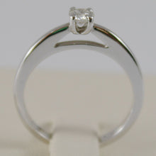 Load image into Gallery viewer, 18k white gold solitaire wedding band stylized ring diamond 0.20 made in Italy.
