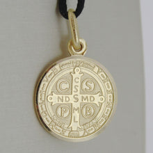 Load image into Gallery viewer, solid 18k yellow gold St Saint Benedict 17 mm medal pendant with Cross
