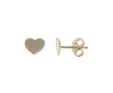 SOLID 18K WHITE GOLD EARRINGS FLAT HEART, SHINY, SMOOTH, 8x6mm, MADE IN ITALY.