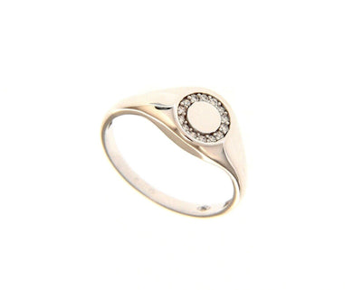 18k white gold band chevalier zirconia ring, central 7mm sun, circle.