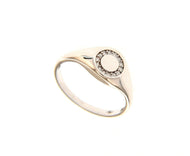 18k white gold band chevalier zirconia ring, central 7mm sun, circle.