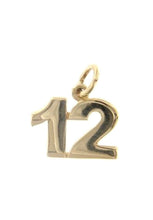 Load image into Gallery viewer, 18k yellow gold number 12 twelve small pendant charm, 0.4&quot;, 10mm
