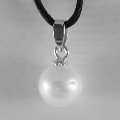 18k white gold pendant charm with round Akoya white pearl 8 mm, made in Italy.