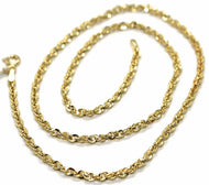 18K YELLOW GOLD ROPE CHAIN, 17.7 INCHES BRAIDED INFINITE FACETED ALTERNATE LINK.