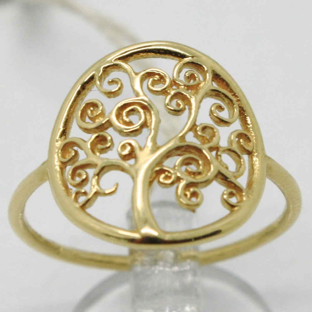 18K YELLOW GOLD TREE OF LIFE RING, SMOOTH, BRIGHT, LUMINOUS, MADE IN ITALY.