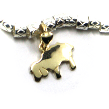 Load image into Gallery viewer, 925 STERLING SILVER TUBES CUBES BRACELET, 9K YELLOW GOLD 10mm SHEEP PENDANT
