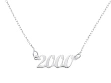 Load image into Gallery viewer, 18k white gold necklace, small 15mm year of birth central, square rolo chain
