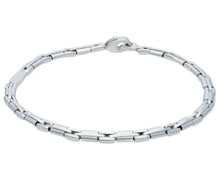 Load image into Gallery viewer, 18K WHITE GOLD MAN BRACELET ALTERNATE ROUNDED TUBE 5mm LINK, 21cm 8.3&quot;
