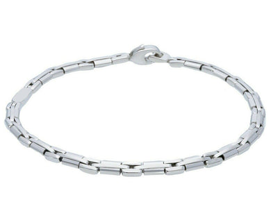 18K WHITE GOLD MAN BRACELET ALTERNATE ROUNDED TUBE 5mm LINK, 21cm 8.3