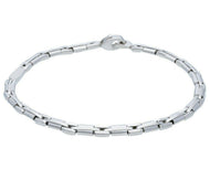 18K WHITE GOLD MAN BRACELET ALTERNATE ROUNDED TUBE 5mm LINK, 21cm 8.3