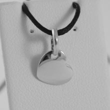 Load image into Gallery viewer, 18k white gold mini heart charm pendant, 9 mm, flat smooth shiny made in Italy.
