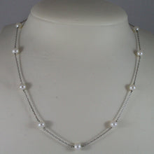 Load image into Gallery viewer, SOLID 18K WHITE GOLD NECKLACE WITH FRESHWATER WHITE PEARL MADE IN ITALY 17,91 IN.
