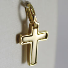Load image into Gallery viewer, 18K YELLOW GOLD MINI CROSS SQUARED ARCHED, SMOOTH, LUMINOUS, MADE IN ITALY
