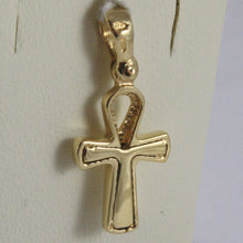 Load image into Gallery viewer, SOLID 18K YELLOW GOLD CROSS, CROSS OF LIFE, ANKH, SHINY, 0.87 INCH MADE IN ITALY.
