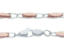Load image into Gallery viewer, 18K ROSE WHITE GOLD CHAIN NECKLACE ALTERNATE 2mm ROUNDED OVAL TUBE LINKS, 20&quot;.
