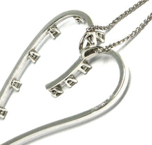 Load image into Gallery viewer, 18k white gold necklace, big heart pendant, 0.44 carats diamonds, ear chain.
