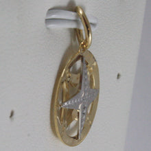 Load image into Gallery viewer, solid 18k white &amp; yellow gold wind rose, compass charm, pendant made in Italy.
