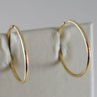 18K YELLOW GOLD EARRINGS MINI CIRCLE HOOP 16 MM 0.63 IN DIAMETER MADE IN ITALY.